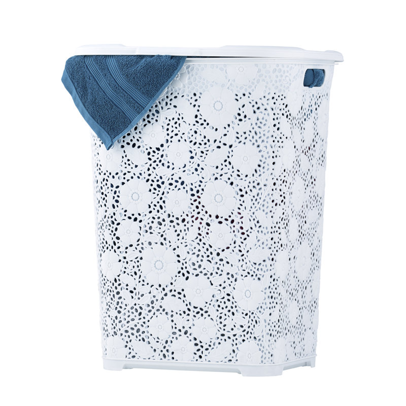 Machine Made Plastic Laundry Hamper, White