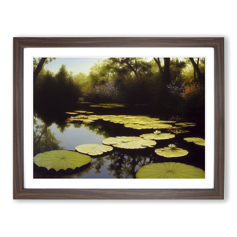 Spectacular Water Lily Pond - Framed Print, 34cm H x 46cm W x 2cm D, Walnut