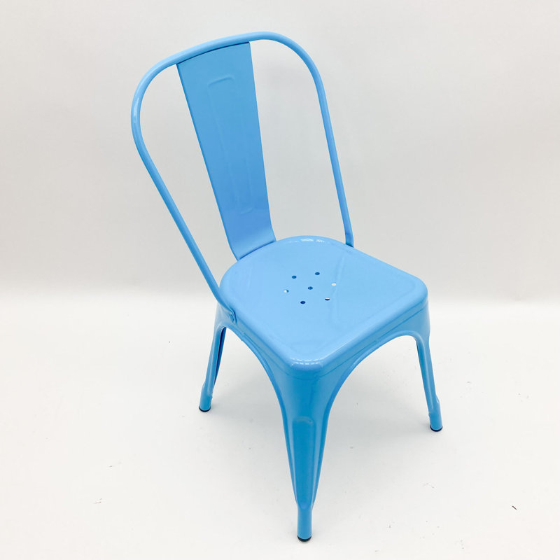 Modern Woolley Metal Stacking Dining Chair – Comfortable Durable Seating for Patio, Kitchen, or Outdoor Spaces, Blue