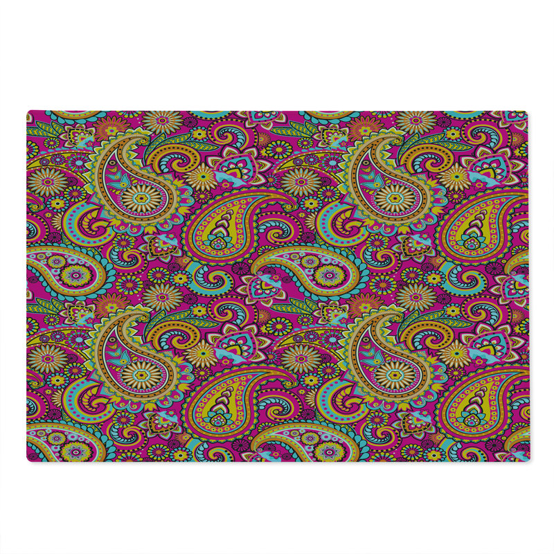 Ambesonne Colorful Cutting Board Large Size Paisley Eastern Multicolor