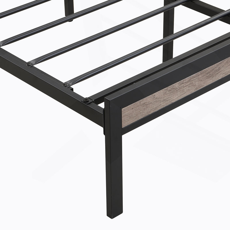 Base de lit plateforme avec tête de lit avec rangement et USB, Double