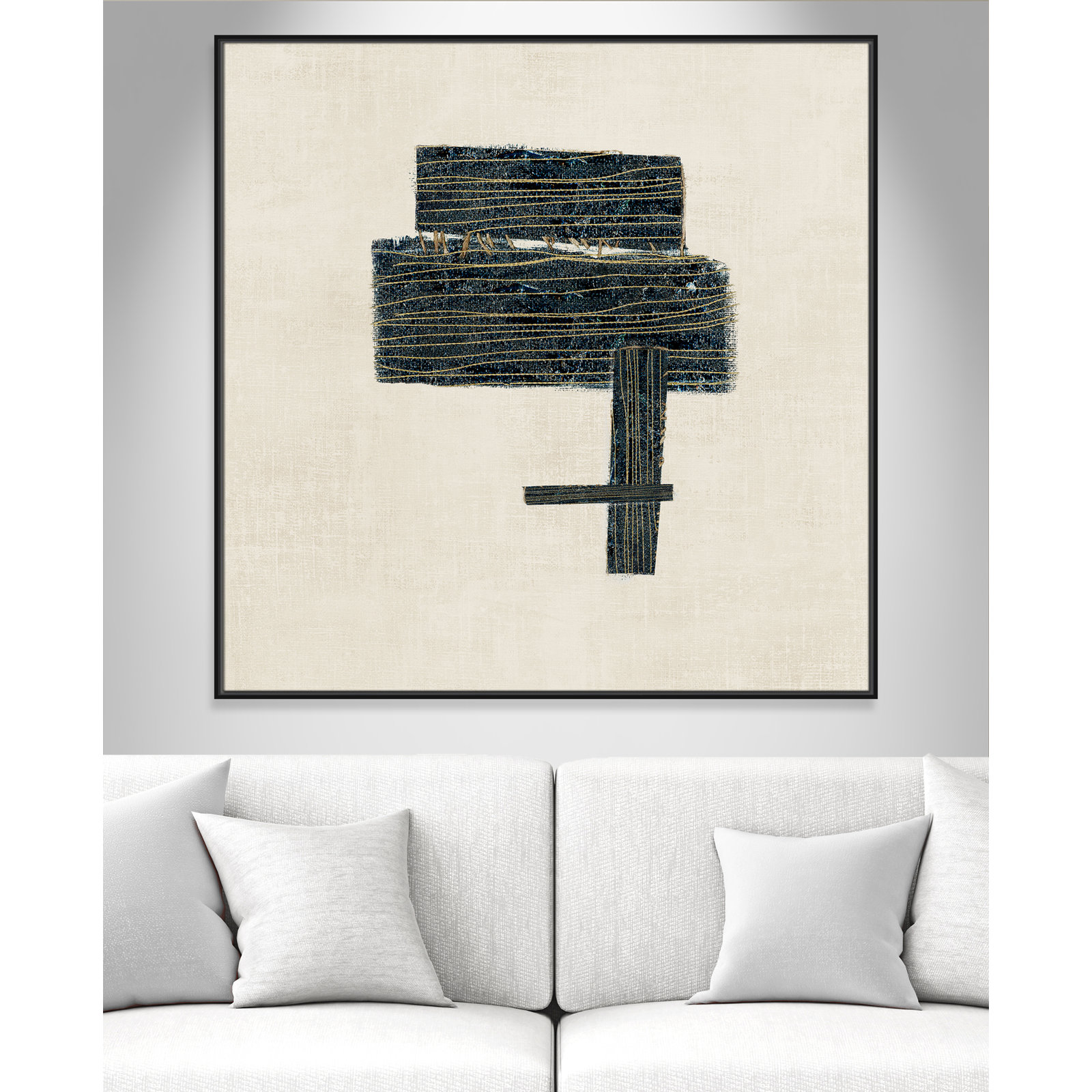 Stiched I Print by , 46.5" H x 46.5" W, Black