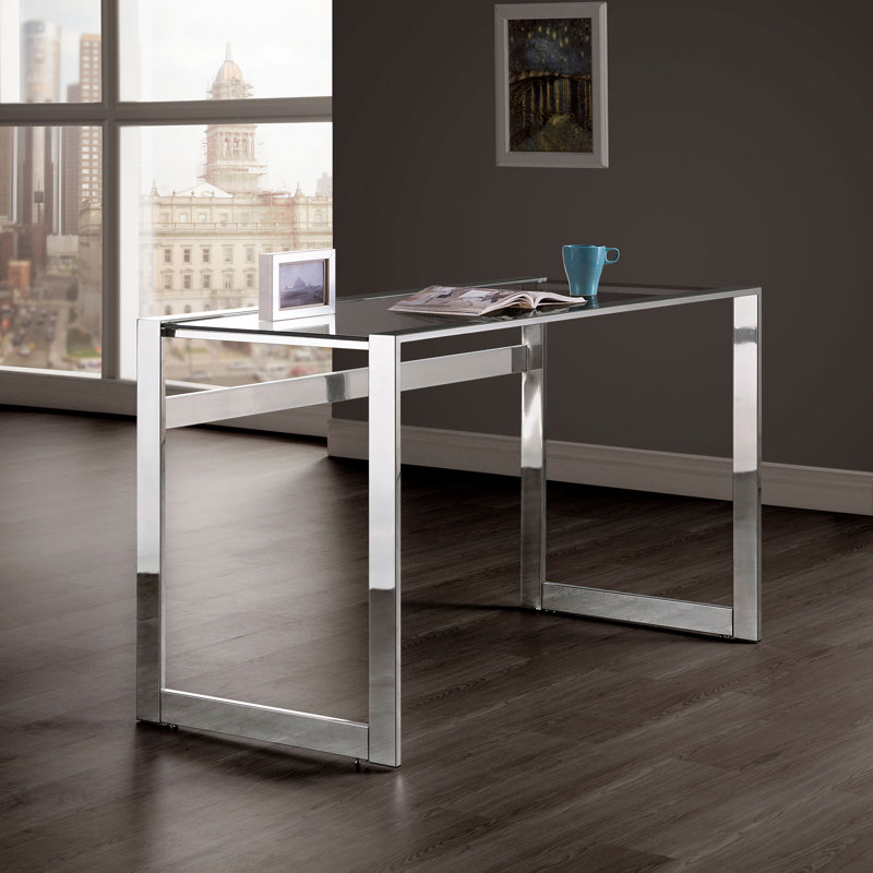 Blin Glass Top Metal Base Writing Desk