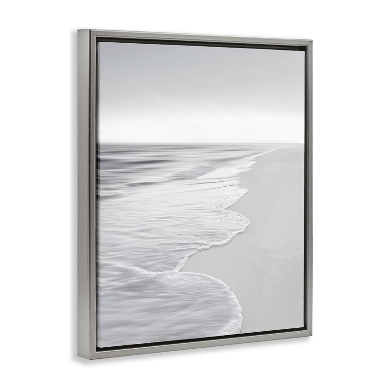 Foamy Beach Coast Floating Frame, design by Maggie Olsen, Lustre Grey Floater Frame, 21" H x  17" W