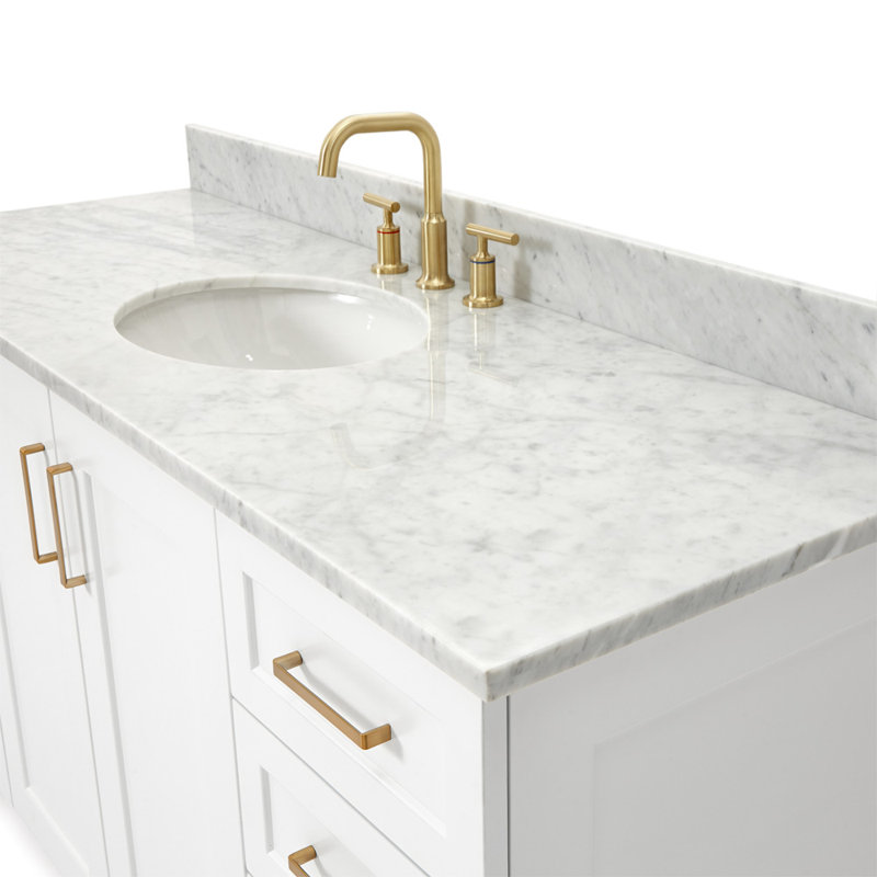 ARIEL TAYLOR 61 IN SINGLE RECTANGLE SINK VANITY, White, Oval, 67"