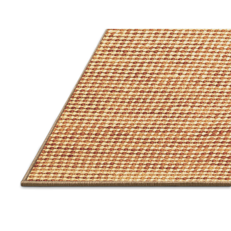 Tapis en laine / polyester tissé à la machine Druci brun / orange, Rectangle 7 pi x 9 pi