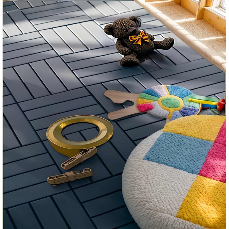 Carreau de terrasse emboîtable en plastique 12 po x l 12 po (ensemble de 44), Gris