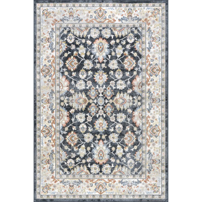 Breigh Medallion Bordered Machine Washable Area Rug