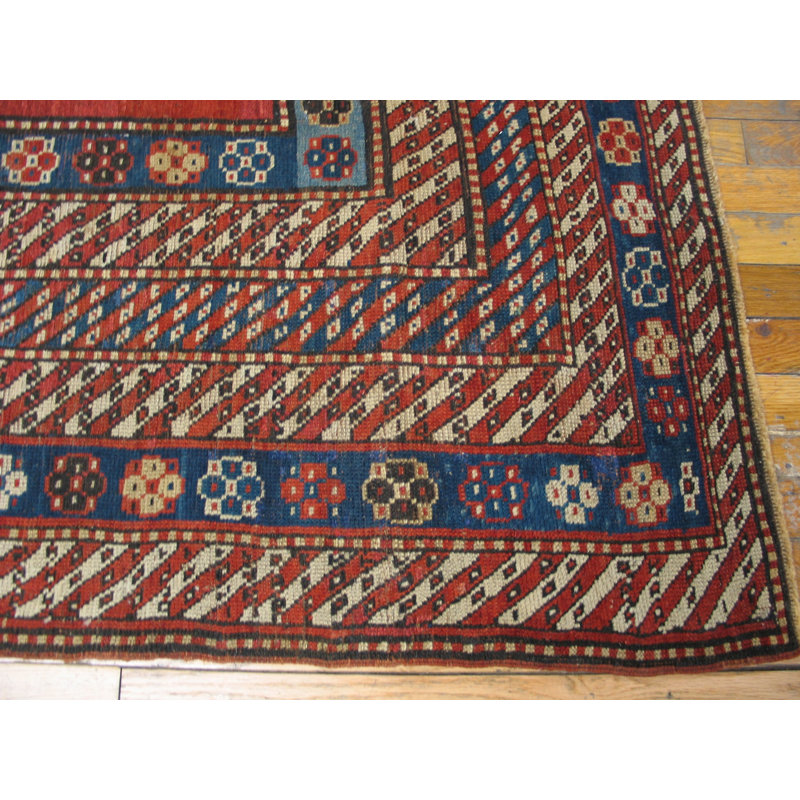 Rustic Antique Late 19th Century Geometric Caucasian Tribal Design Rug