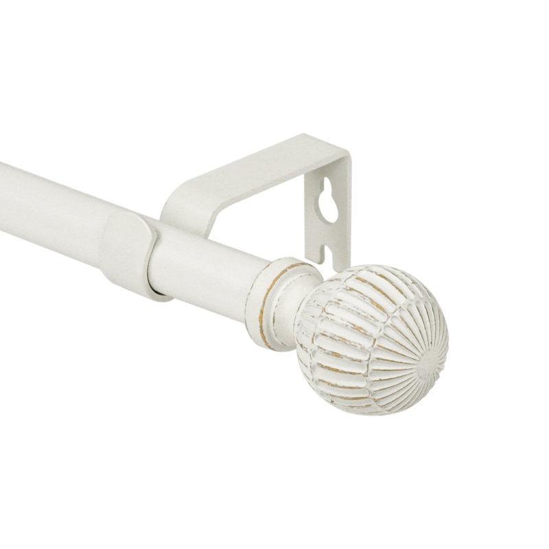 Tringle à rideaux télescopique simple 5/8 po Charlton Home®, Blanc, 28" - 48"