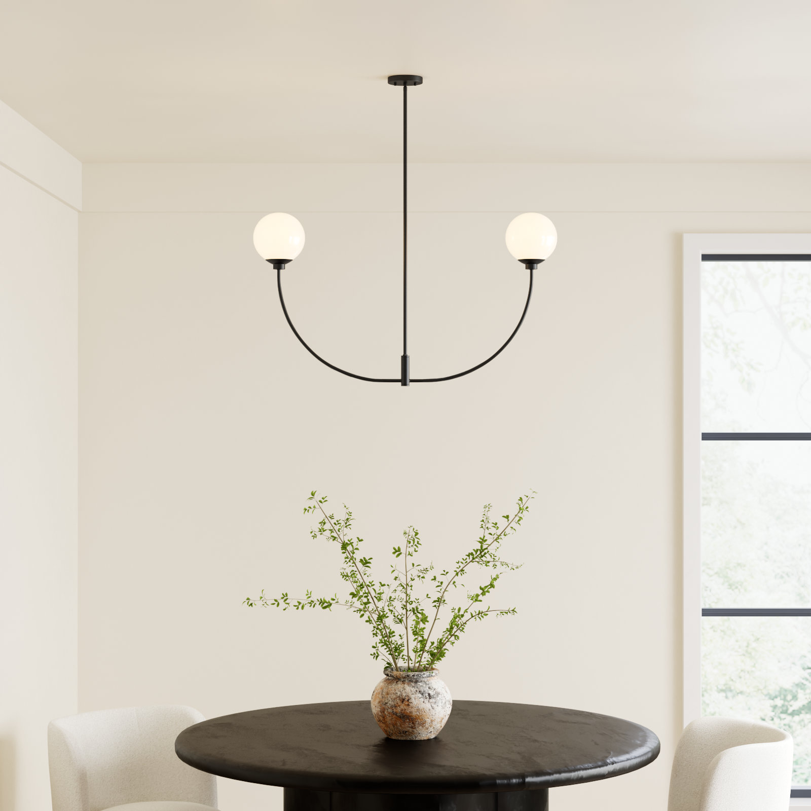 Kyle 2 - Light Metal Chandelier, Black, 21" H x 36" W x 7" D