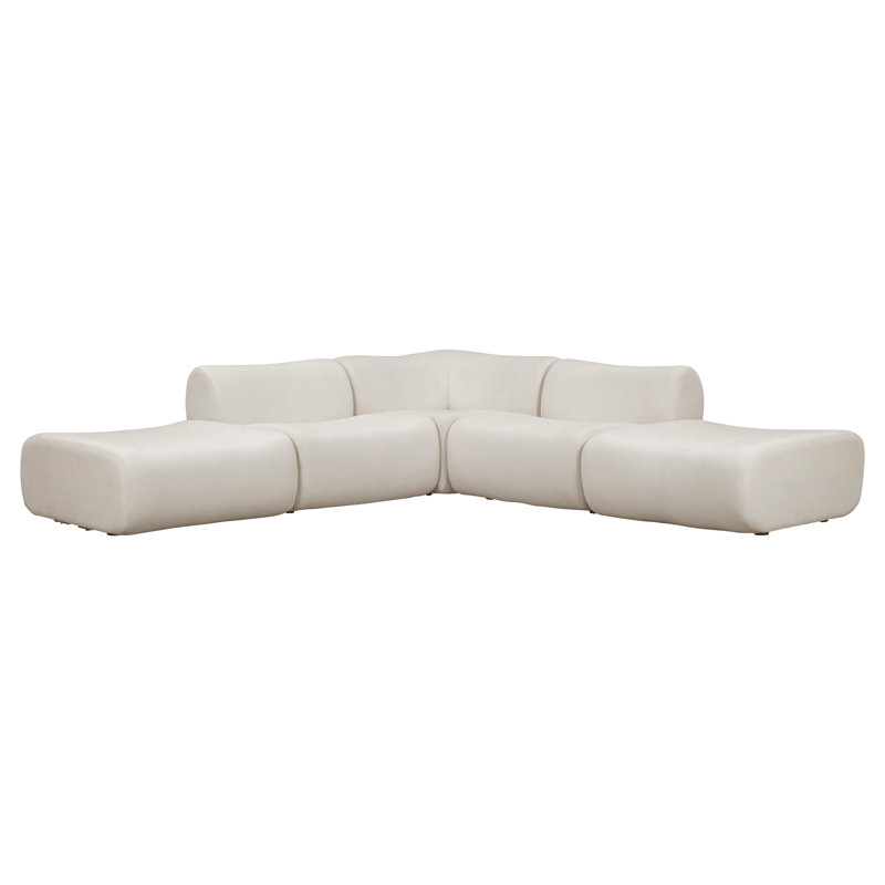 Canapé modulaire 5 pièces Zenith, Mélange de polyester crème