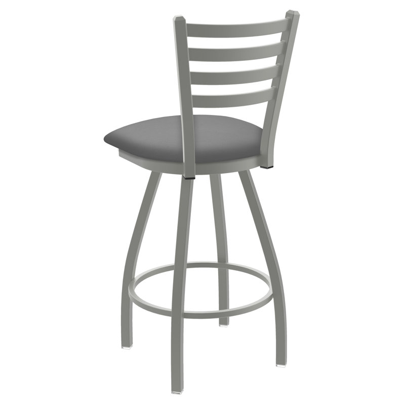 Tabouret de bar pivotant de 36" Evers, Nickel anodisé, Vinyle - gris Folkstone Canter