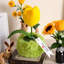 Bouquet de tulipes faites à la main Bouquet de tulipes artificielles, plante en pot tricotée créative, cadeau de bureau à domicile, décoration de voiture (jaune)