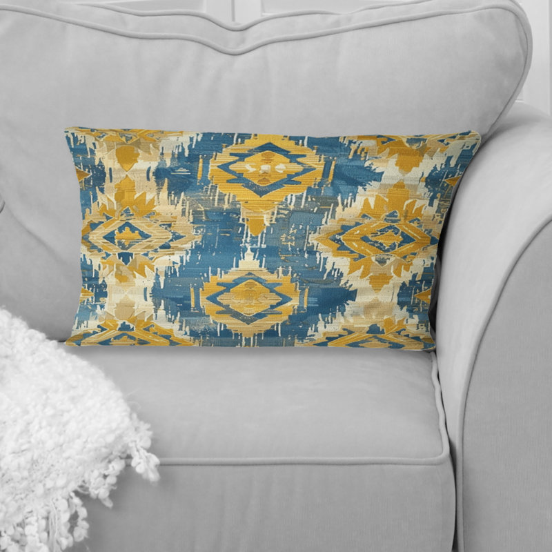 Coussin lombaire rétro jaune géométrique Navajo I