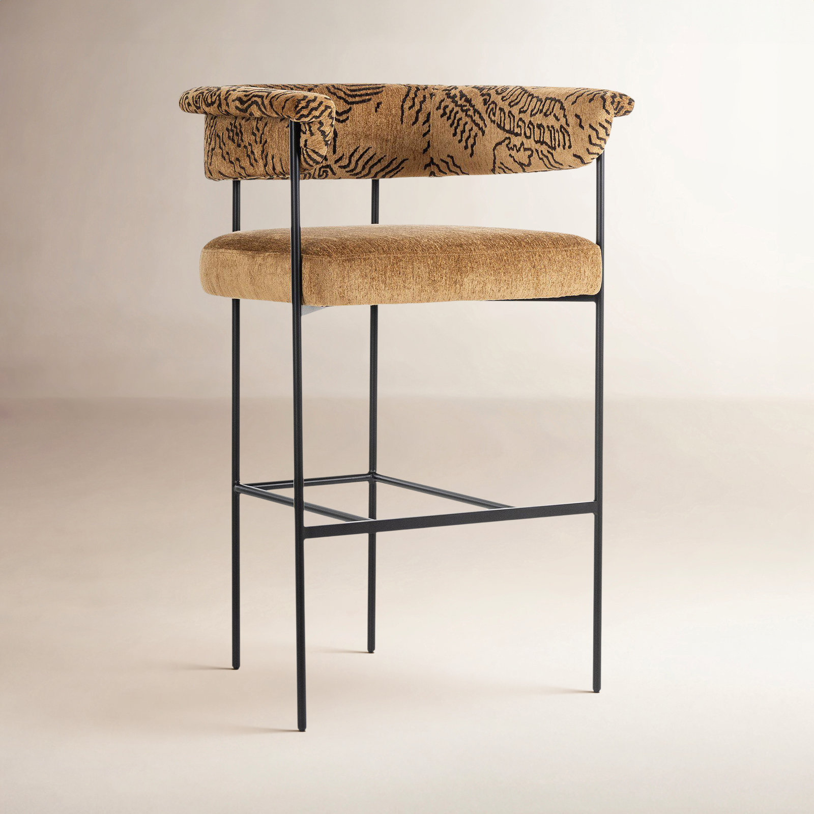 Lyssa Counter and Bar Stool, Bar Stool (30.5" Seat Height), Abstract, Dharma Ochre Viscose (Rayon) Blend