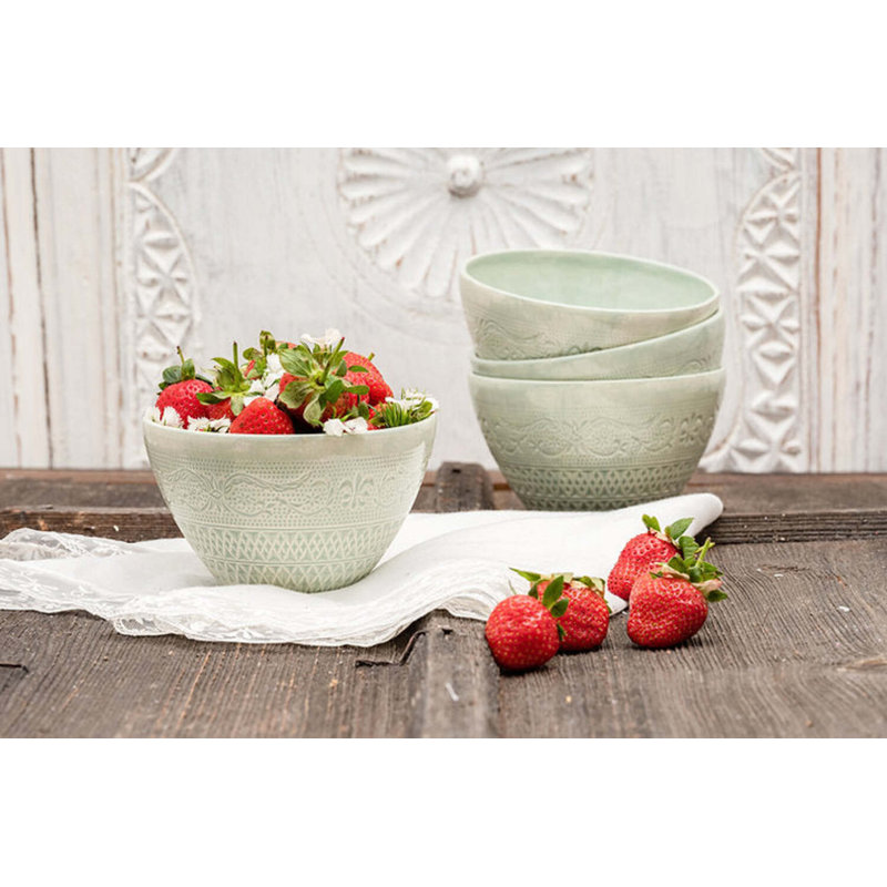 Vintage Inspired Ceramic Handmade Ceramic Cereal Bowl, Sage