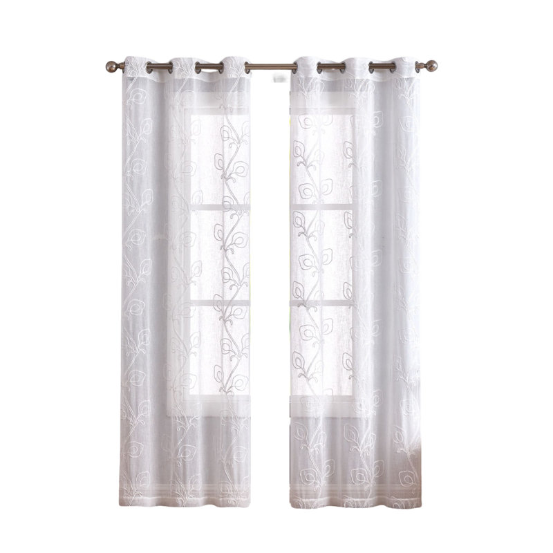 Helmetta Room Darkening Curtain Pair, 76" W x 96" L, White