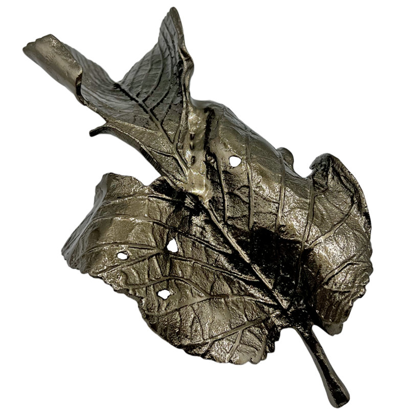 Sculpture feuille décorative en aluminium faite à la main en bronze