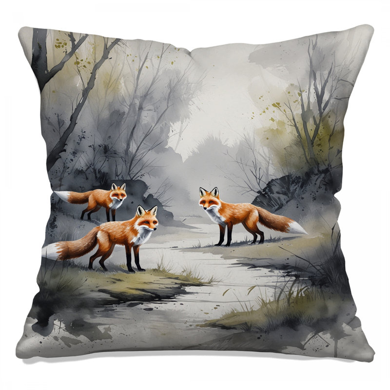 Coussins décoratifs Three Foxes In Forest, 20 x 20 pouces