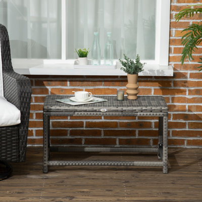 Rectangular Steel Outdoor Side Table - 80 cm W 40 cm D