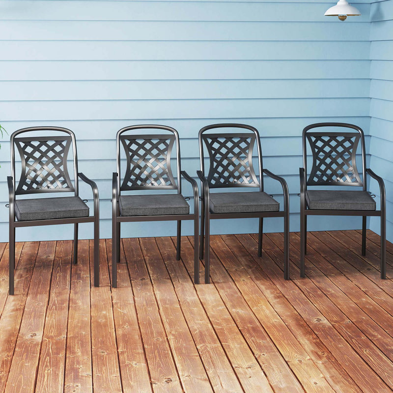 Outdoor Chair Cushion Set of 2 Waterproof Fade-Resistant Olefin Seat Cushions, Gray