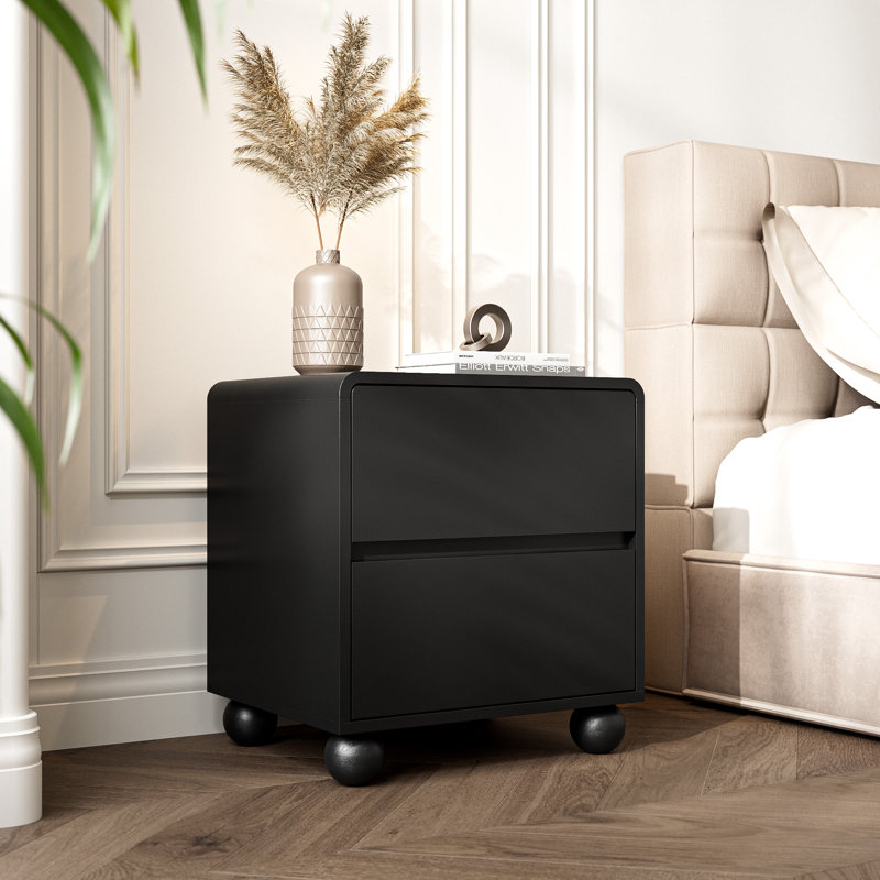2-Drawer Nightstand, Set Of 2, Black