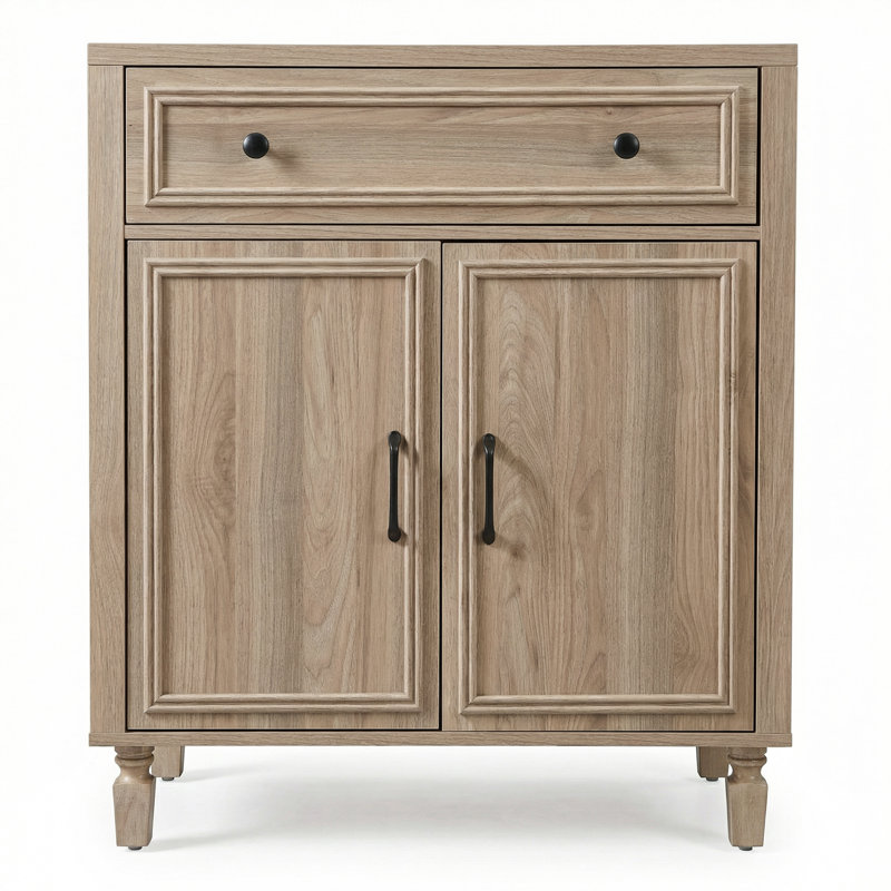 Retro Sideboard with Drawer and Double Doors Storage Cabinet for Living Room, Kitchen, or Entryway, Light Oak