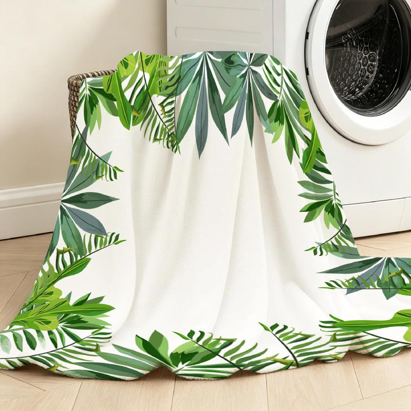 Jeté en flanelle verte ultra douce, imprimé couronne simple face, Jeté 50 po x 60 po