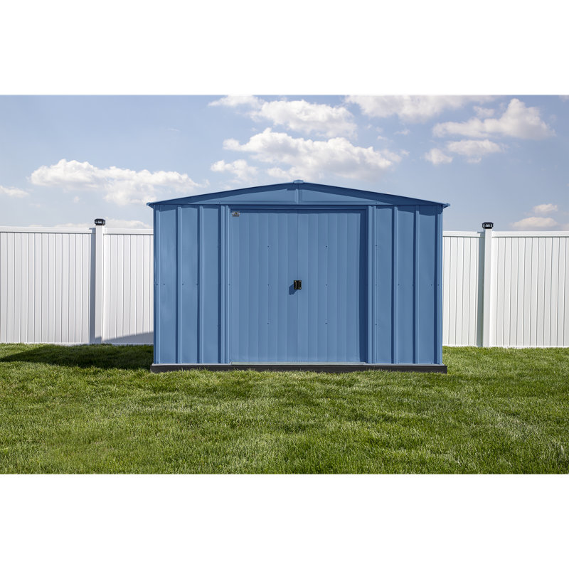 10 ft x 14 ft Blue Gray Galvanized Steel Storage Shed