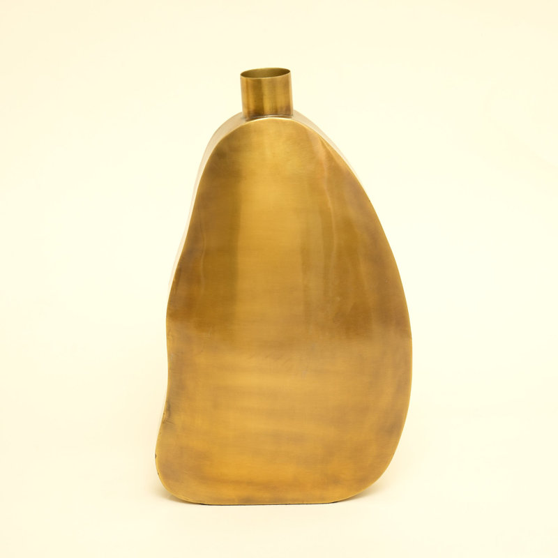 Steel Floor Vase, Gold, overall height- 33"