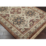 Taj Mahal Wool Oriental Area Rug in Tan/Dark Brown