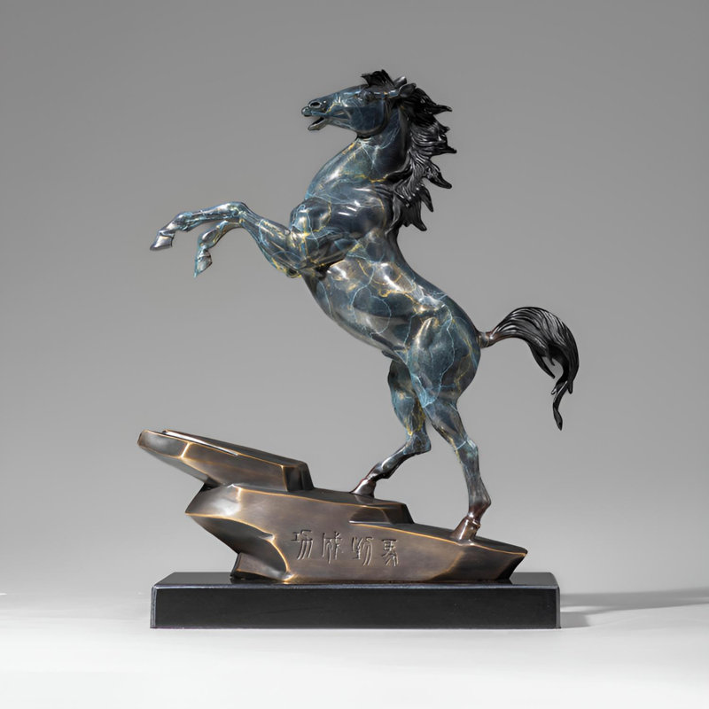 Statue de cheval rétro en bronze - Élément de décoration oriental élégant