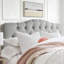 Tête de lit capitonnée et capitonnée, tête de lit en bois massif avec pieds en bois, tête de lit à hauteur ajustable de 37 po à 51 po, tête de lit en tissu au design moderne-1205070989-1178669436