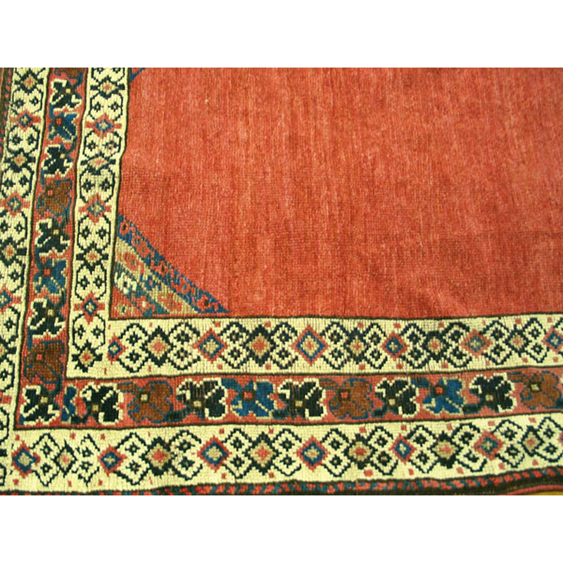 Rustic Solid Open Field Antique Tribal Geometric Small Size Square Shape Caucasus Kazak Rug
