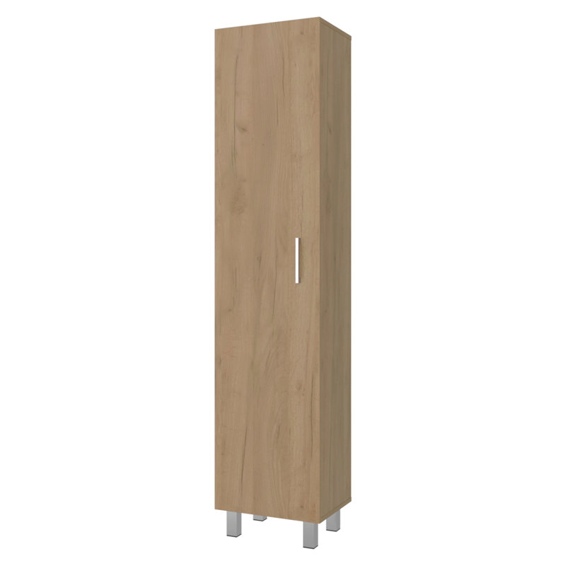Armoire de rangement mince au fini chêne naturel, avec tablettes fixes pour la lessive et l'organisation utilitaire, H 70,9 po x l 15,7 po x P 12,2 po, utilitaire compact simplifié, construction moderne