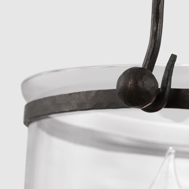 Chapman & Myers Lorford Smoke Bell Lantern, Aged Iron, 33.75" H x 20" W x 20" D, Clear Glass