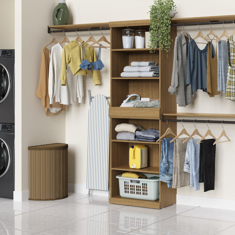 Mosaics Storage 9-shelf 3-hang Rod Closet Organizer