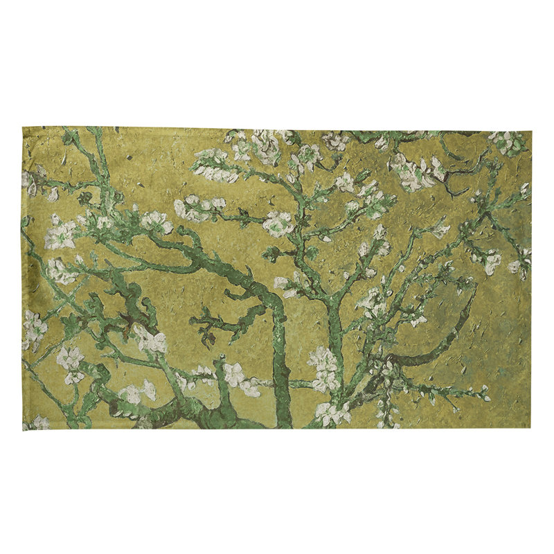 Serviette de thé en fleurs d’amande, Sergé de coton, Jaune
