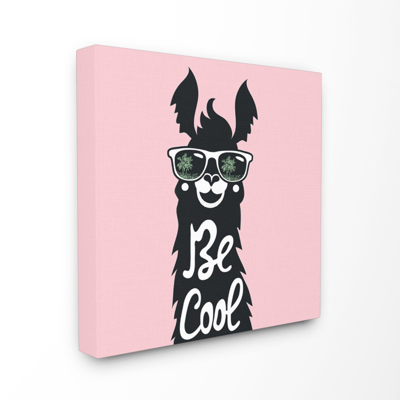 «Be Cool Llama with Sun lunettes», impression, H 17 po x l 17 po, Toile tendue