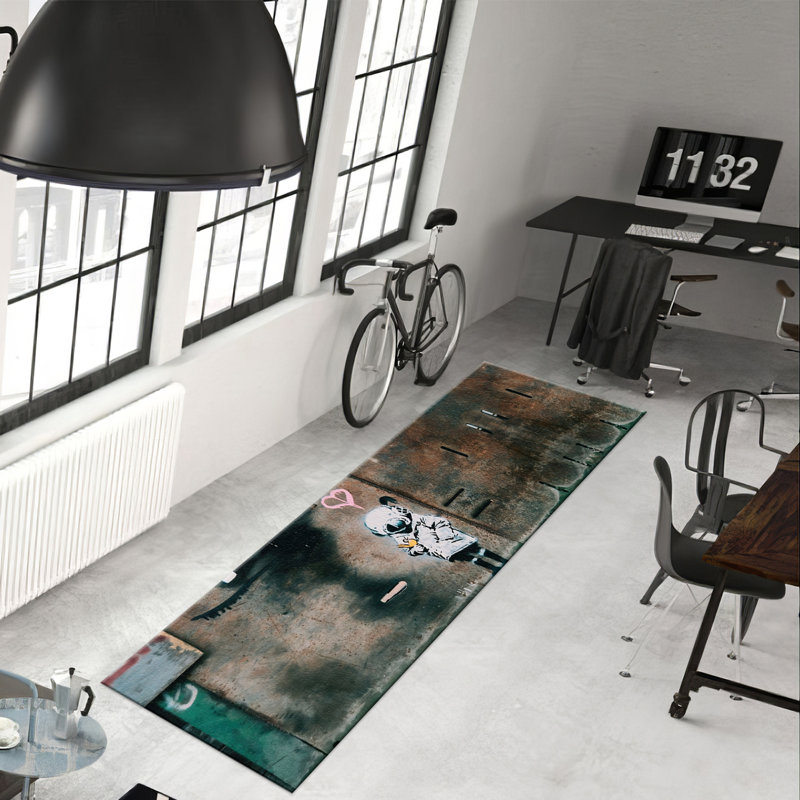 Soft Non Woven Printed Rug Featuring Beautiful Floral Motif and Intricate Border Design Ideal for Adding Elegance to Any Living Space