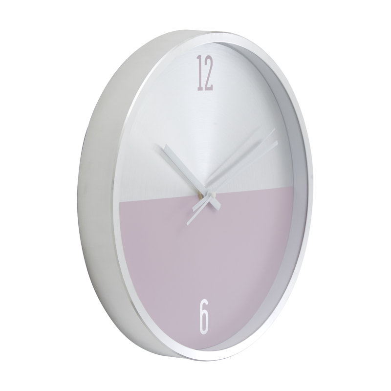 Samson Metal Wall Clock, Silver/Pink