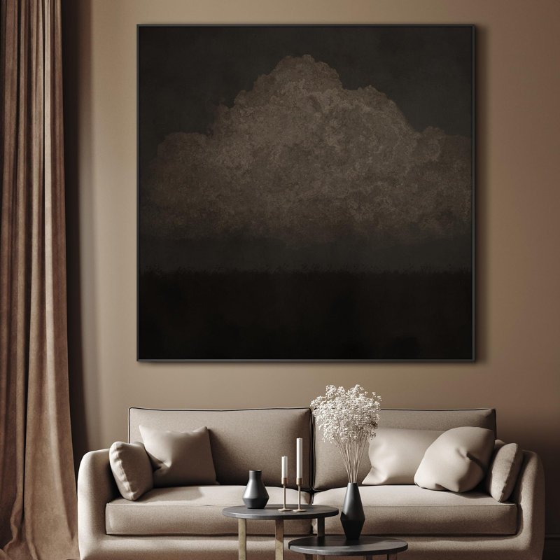 Très grand art mural imprimé sur toile - Nuage minimaliste foncé, subtile atmosphère de nuage, œuvre d'art, décoration pour le salon ou la chambre à coucher - «Assemblage requis (cadre non fini)»