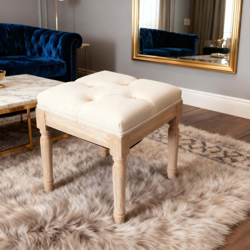 Square Upholstered Rustic Ottoman Bench