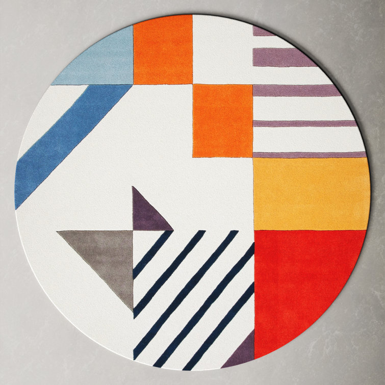 AllModern Tripoli Hand Tufted Wool Ivory/Blue/Red/Yellow Rug & Reviews ...