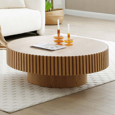 Table basse ronde en bois 39,37 po