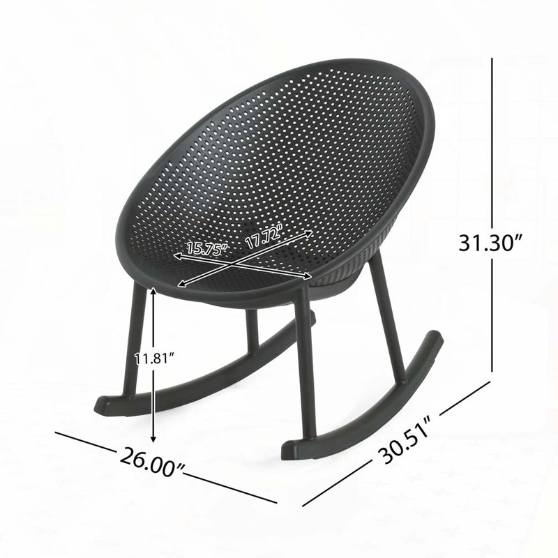 Chaise berçante pour l'extérieur, Noir