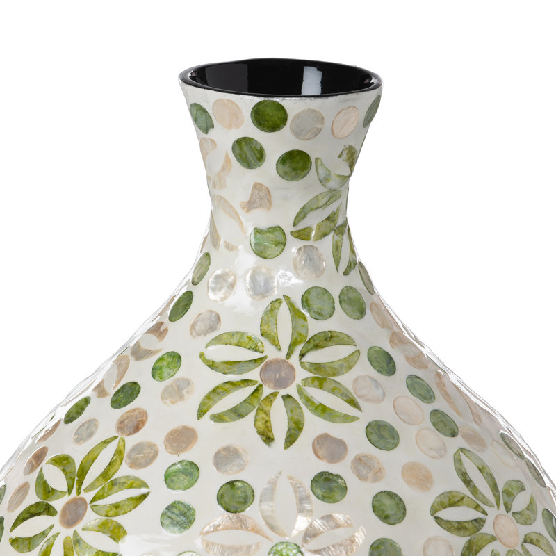 Capraia Coast Floral Vessel, Capiz, 18 pieces, Light Green
