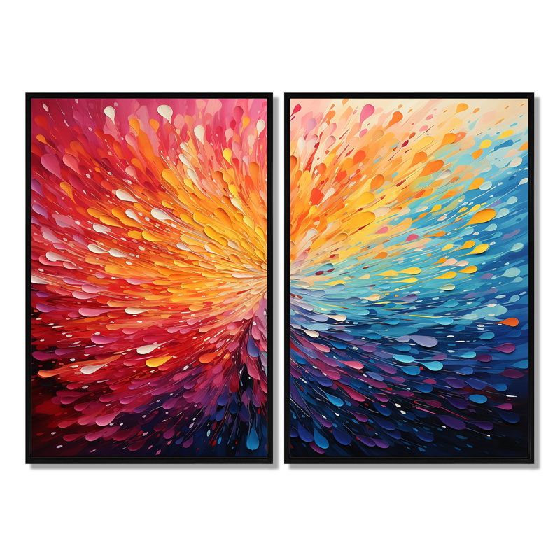 Hardedge Art Vibrant Velocity - ensemble de 2 impressions sur toile multicolores, Black, 36" H x 48" W