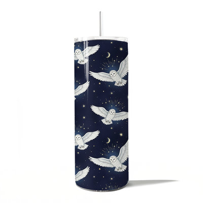 Gobelet enneigé sous la lune et les étoiles 20 oz avec couvercle et tasse en acier inoxydable, cadeau de la nuit enchantée marine ciel